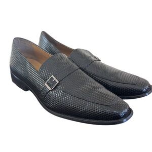 Giorgio Brutini black textured slip on buckle detail dress shoes 11